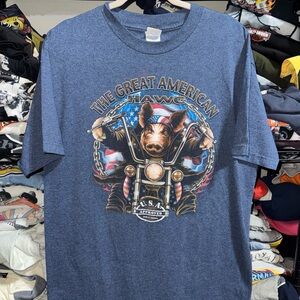 Vintage 90s The Great American Hawg Biker Shirt Size Large